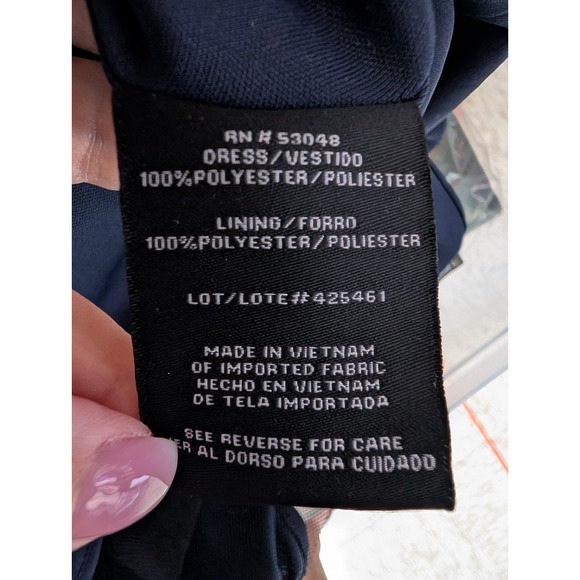 Morgan & Co Navy Lace Floral Embroidered Illusion Garden Fairy Short Formal Gown - Picture 15 of 16